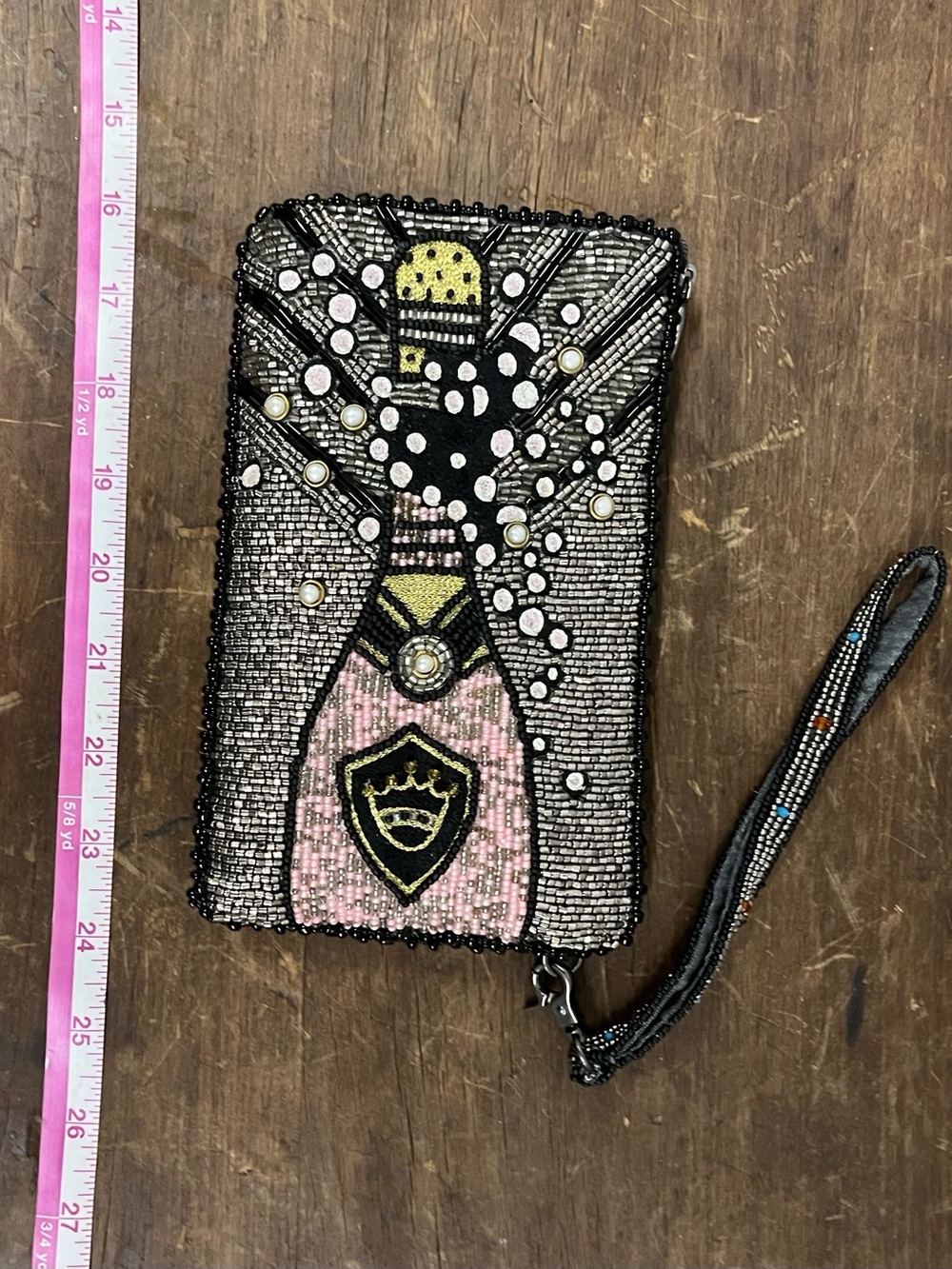 Mary Frances Beaded Champagne Bottle Wristlet / Bride Bag!